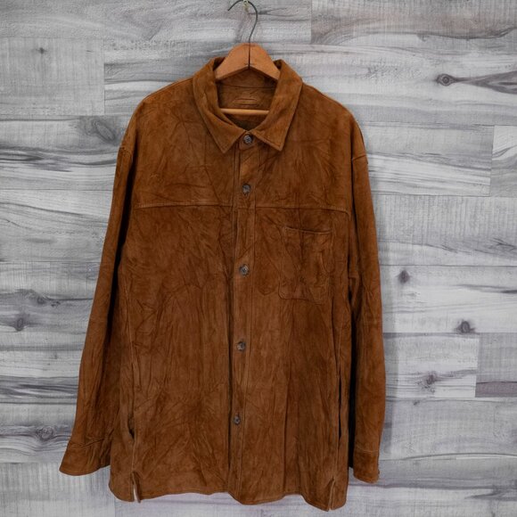 Brooks Brothers Other - Brooks Brothers Men's Brown Suede Leather Button Up Overshirt